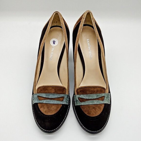 Ramon Tenza Suede Colorblock Heels - Size 7.5M & 8M - Picture 3 of 9